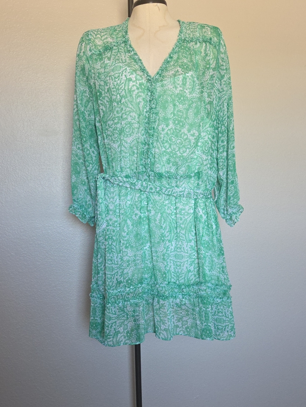 Simply Vera Vera Wang Mint Green Paisley-Print Long Sleeve Dress
